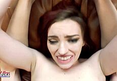 that cute nerdy redhead olivia x starts masturbating her juicy shaved pussy then deepthroats and rides cock pov style