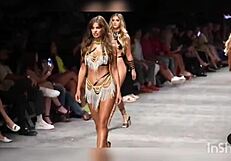 Black tape clings to ass in swimsuit runway sex tape