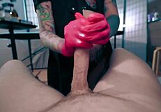 sexy latex nurse milks patients huge cock into mouthful cum sample