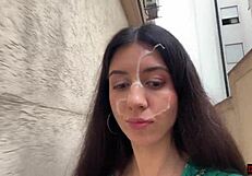 skinny teen loses game flashes cumwalk public with facial dripping everywhere