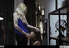 tattooed slut housewives fuck with futanari anal creampie