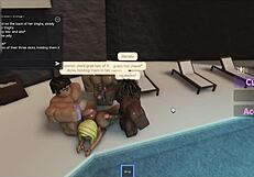 latina pool tan turns into three big cock deepthroats