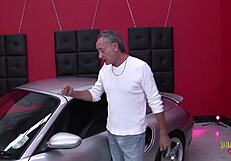 brunette blonde milfs pounded doggystyle cowgirl in car foursome