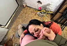 Step mom sucks step son's cock then swallows his cum