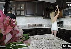 caught slutty nanny masturbating for fans big cock facial awaits