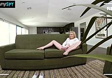 caught slutty nanny masturbating for fans big cock facial awaits