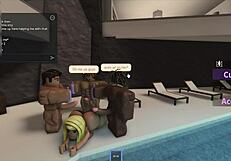 latina pool tan turns into three big cock deepthroats