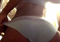 my big ebony pussy fills these tiny panties while dancing close up