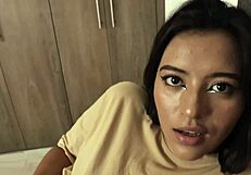 mishell feels her first raw creampie deep in her tight colombian pussy