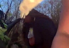 milf witch pussy creampied doggystyle in forest woods