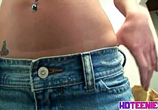 rubbing my pussy through jeans then stripping my tits