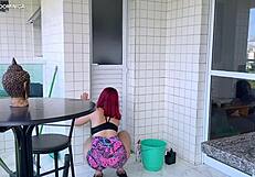 Hired big-ass maid driving me wild with wet shorts?
