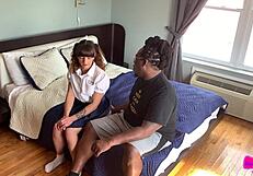 Skinny Pigtail Schoolgirl Dakota Marr Takes BBC Doggystyle Ageplay