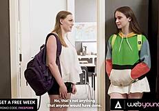 naturally stacked brunette babes hazel moore and samantha reigns finger lick hairy pussies after class exam