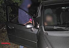 street dogging party with cute blonde housewife and strangers bending over