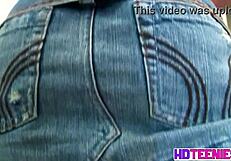 rubbing my pussy through jeans then stripping my tits