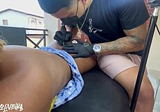 Tattooed Teen Pretinha Pays with Pussy After Crazy Ink Job!