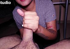 stepbro lets me suck his dick and fills my mouth with cum