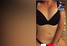 i catch hot brunette stranger watching my cam stroke her big tits heaving