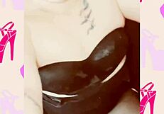 A mature milf flashes her pierced pussy in crotchless panties music video