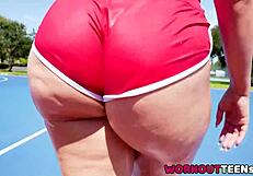 nia bleu's thick curves and massive tits shine in steamy gym sex workout