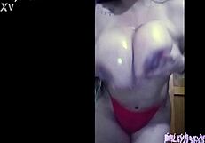 milky busty latina shakes oiled juicy melons grabs nipples after shower ass jiggle omg!