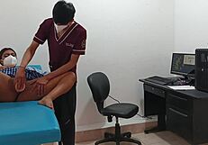 hey perverted doc dominates tall 18yo nurse patient's huge ass pussy in hospital uniform