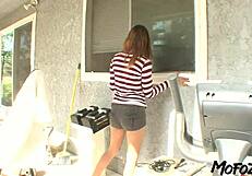 Horny College Student Swallows Massive CUM LOAD From Mofozo Daddy Cock