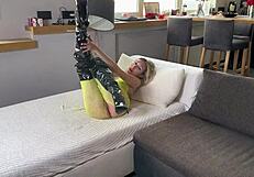 man that fishnet latex on her looks hot after rough cumshot