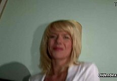 Sexy Amateur Blonde Milf's First Casting Masturbation with Vibrator Stockings and Shaved Pussy