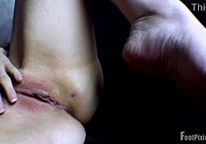 ms nacke teases hairy pussy and toes in intense foot fetish closeup