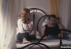 ella nova spreads wide for neighbor nathan bronson's deep drilling to mutual orgasms