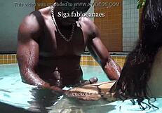 Hotwife Trembles Orgasm on BBC Bull's Huge Cock in Front of Cuck Hubby Post-Pool