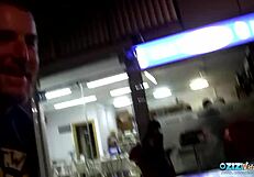 brunette warmed by big dildo then guy fucks her hard