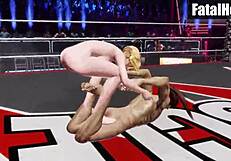 Tina Armstrong grapples nude against Ryu Hayabusa in intense doa6 mixed wrestling match