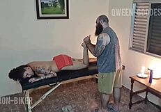 She seduced me during my first oiled massage, leading to passionate bedroom cowgirl riding and cum kiss