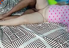 i couldn't resist her cute panties so i showed my huge cock and fucked her tight shaved pussy doggystyle