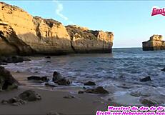 Petite German Blonde Teen Gets Monster Cock on Beach