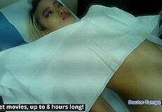 dr tampa's nurse channy crossfire spreads shaved pussy in hospital gloves?