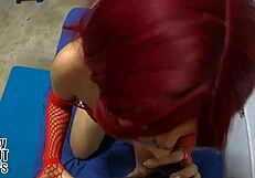 Whoa, sexy young USA teen in red lingerie rides boyfriend's cock to creampie bliss!