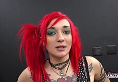 Skinny Inked Blonde Jackie Sloppy Deepthroats Then Takes Pussy Pounding