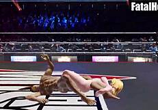 Tina Armstrong grapples nude against Ryu Hayabusa in intense doa6 mixed wrestling match