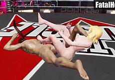 Tina Armstrong grapples nude against Ryu Hayabusa in intense doa6 mixed wrestling match