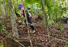 Wife Begs for Creampie Fuck in Forest to Hide from Husband!