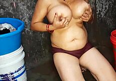 I feel so good washing my big boobs in the bath