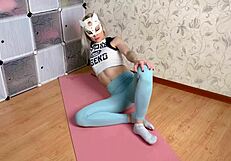 mia's yoga stretches show off flexible gym leggings