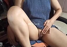 asian amateur spreads legs to finger her smooth shaved pussy