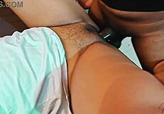 damn this chubby indonesian maid's tight shaved pussy takes my monster cock creampie rough in bedroom