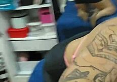 flashing my tits in a slutty short skirt like a naughty exhibitionist