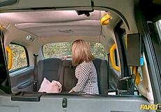 Fake taxi stepmom fantasy turns into bent over doggystyle pounding and cumshot in stockings